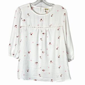 NWT's Size Petite M Fig & Flower Womens Heart Print Blouse